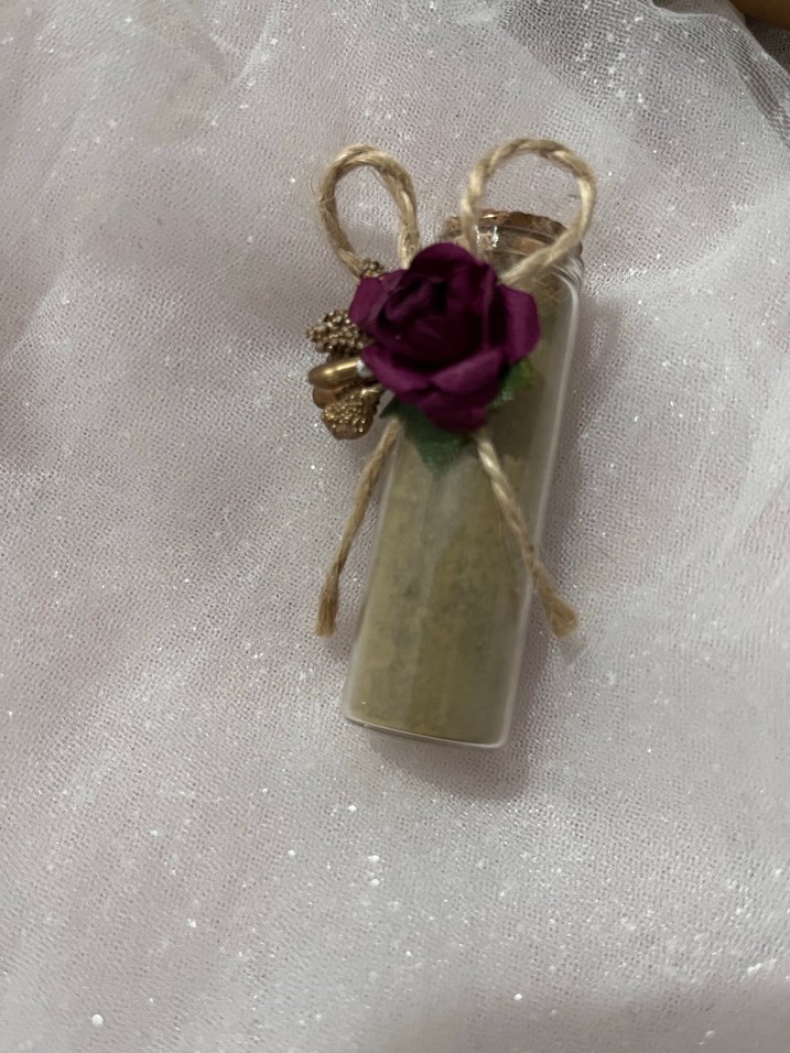 Mürdüm  Güllü cam kına Hediye Şişesi - Görsel 2