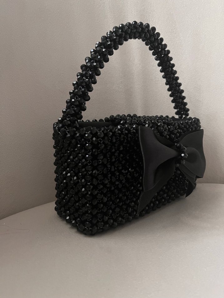 Siyah Boncuklu Kadın Çanta - Görsel 5