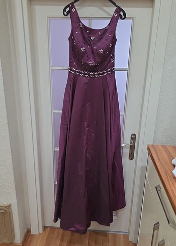 Mürdüm Uzun Kadın Abiye Elbise - Görsel 3