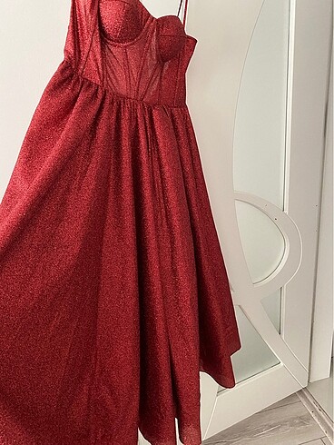 m Beden bordo Renk Prenses model abiye