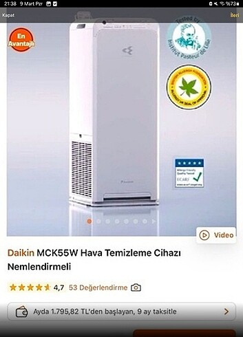 daikin hava temizleme cihazı