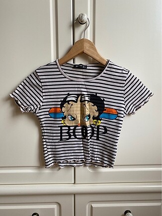 Çizgili Yarım Crop Top