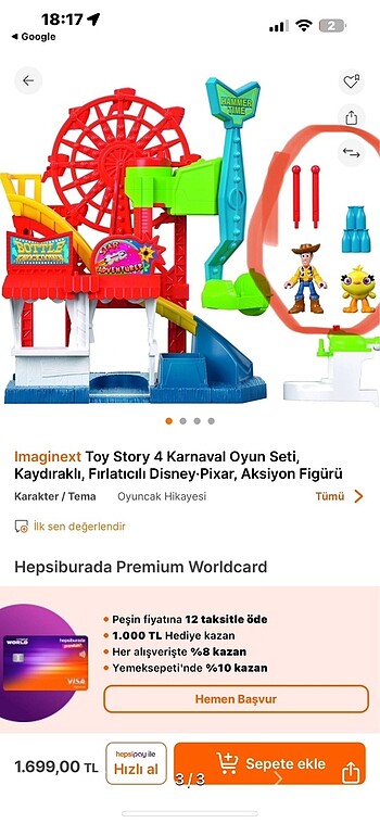 Beden Toy story 4 karnaval oyun seti