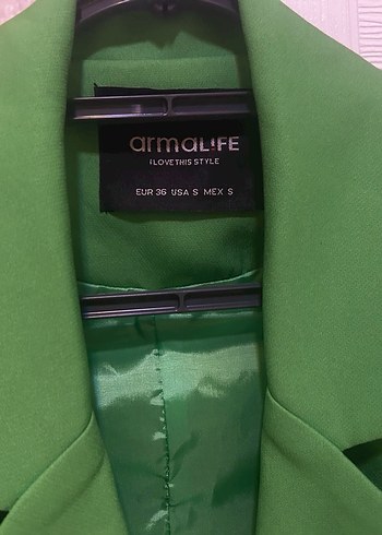 Düğmeli Yeşil Kadın Blazer Ceket - Görsel 3