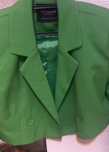Düğmeli Yeşil Kadın Blazer Ceket - Görsel 2