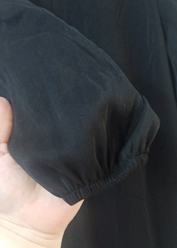 44 Beden Siyah Uzun Kollu Salaş Uzun Elbise