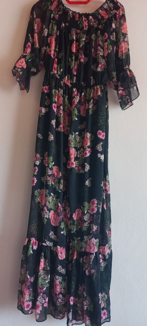 Çiçek Desenli Uzun Bohem Elbise - Görsel 4