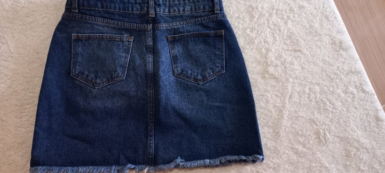 Düğmeli Lacivert Denim kisa etek - Görsel 5