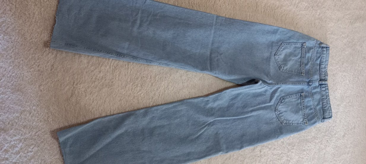 Yırtık Detaylı  Mavi Bol Kesim Kadın Jean - Görsel 5