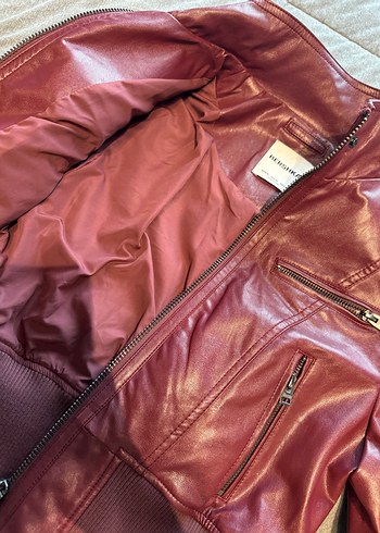 m Beden bordo Renk Bershka Bordo Deri Ceket