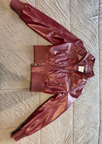 Bershka Bordo Deri Ceket