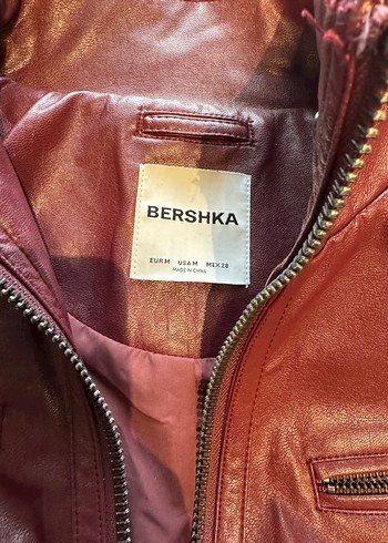 m Beden Bershka Bordo Deri Ceket