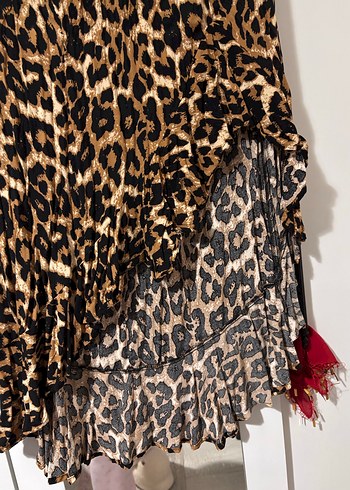 Kahverengi Leopar Desenli Uzun Etek - Görsel 2