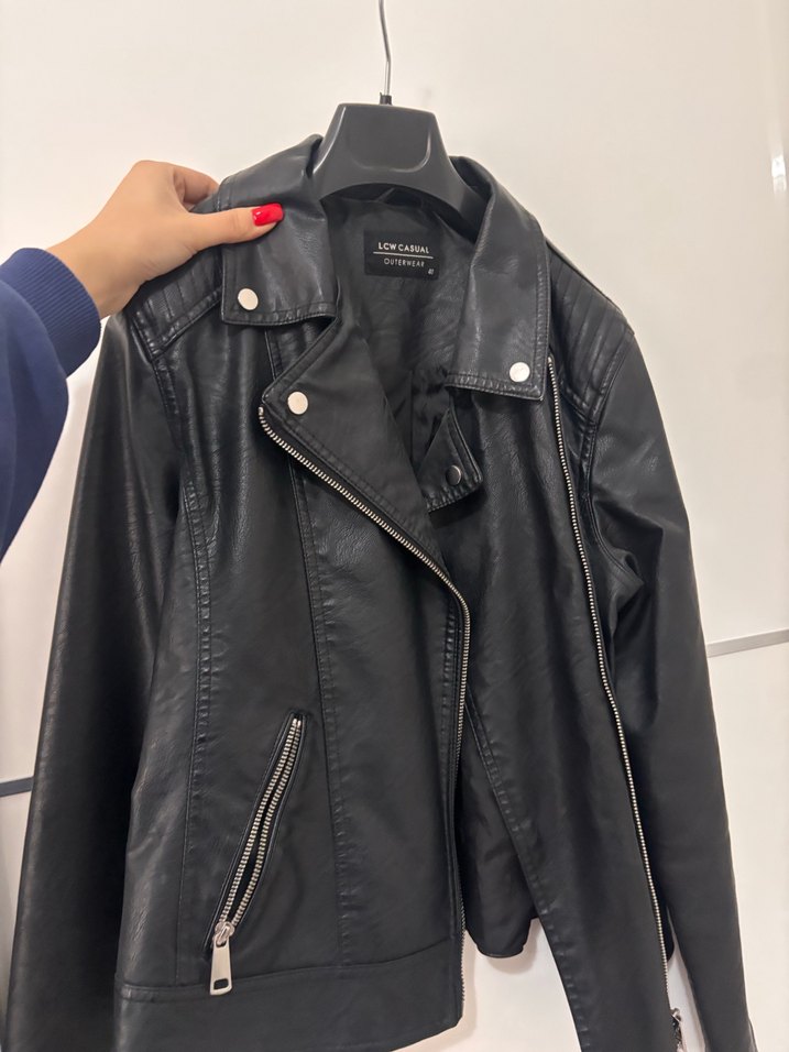 Siyah Deri Biker Ceket - Görsel 2