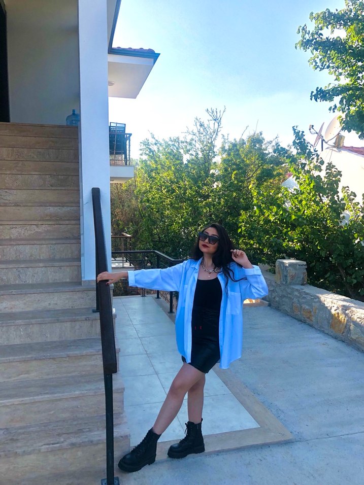 Siyah Deri Mini Etek - Görsel 2