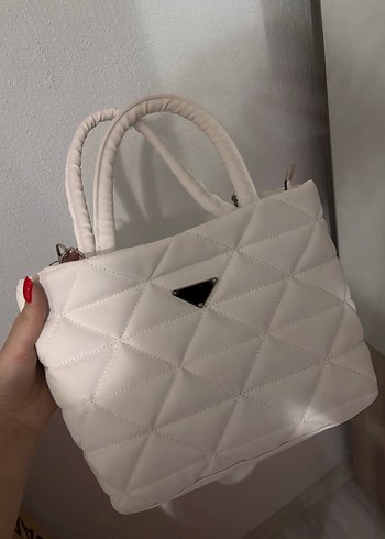 Beyaz Fermuarlı Kadın Omuz Çantası - Görsel 2