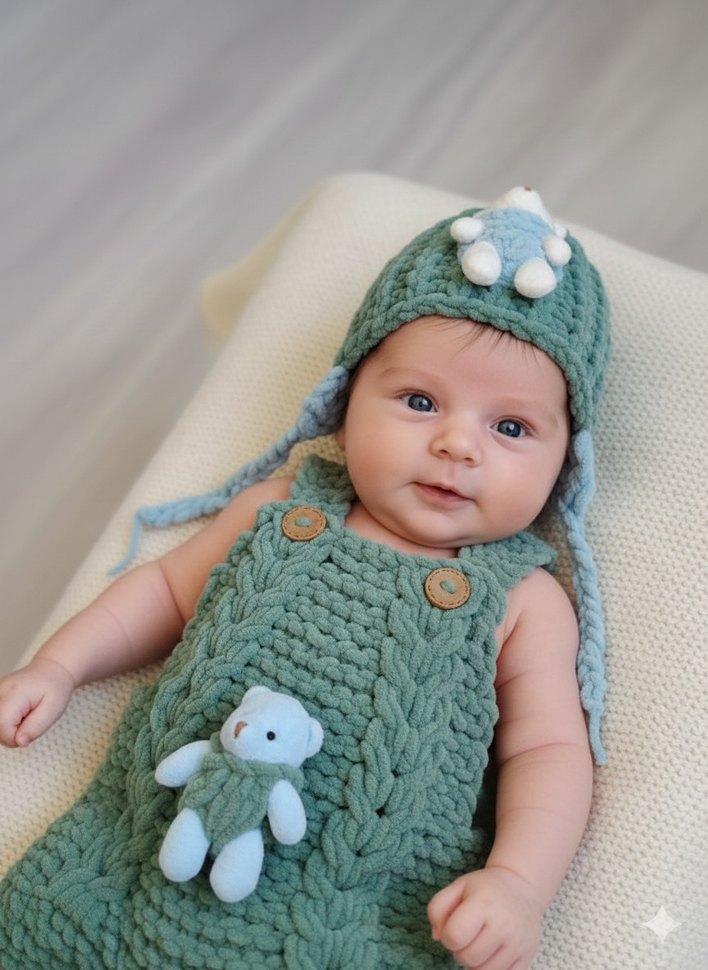 Turkuaz Örgü bebek Bere - Görsel 2