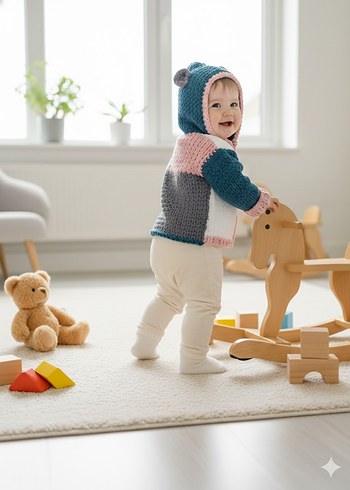 Kız Çocuk Renkli Hırka - Görsel 2