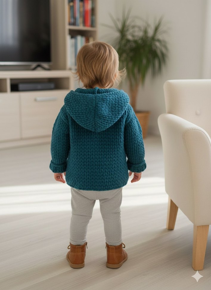 Kız Çocuk Turkuaz Hırka - Görsel 2