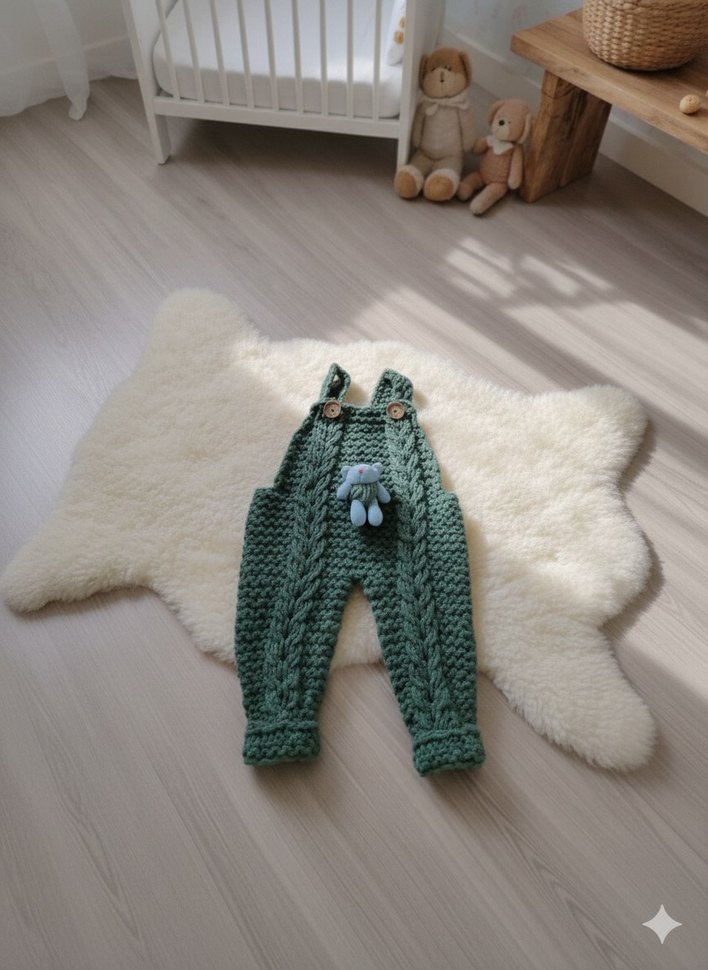 Tarzı Turkuaz Örgü Bebek Tulumu - Görsel 2