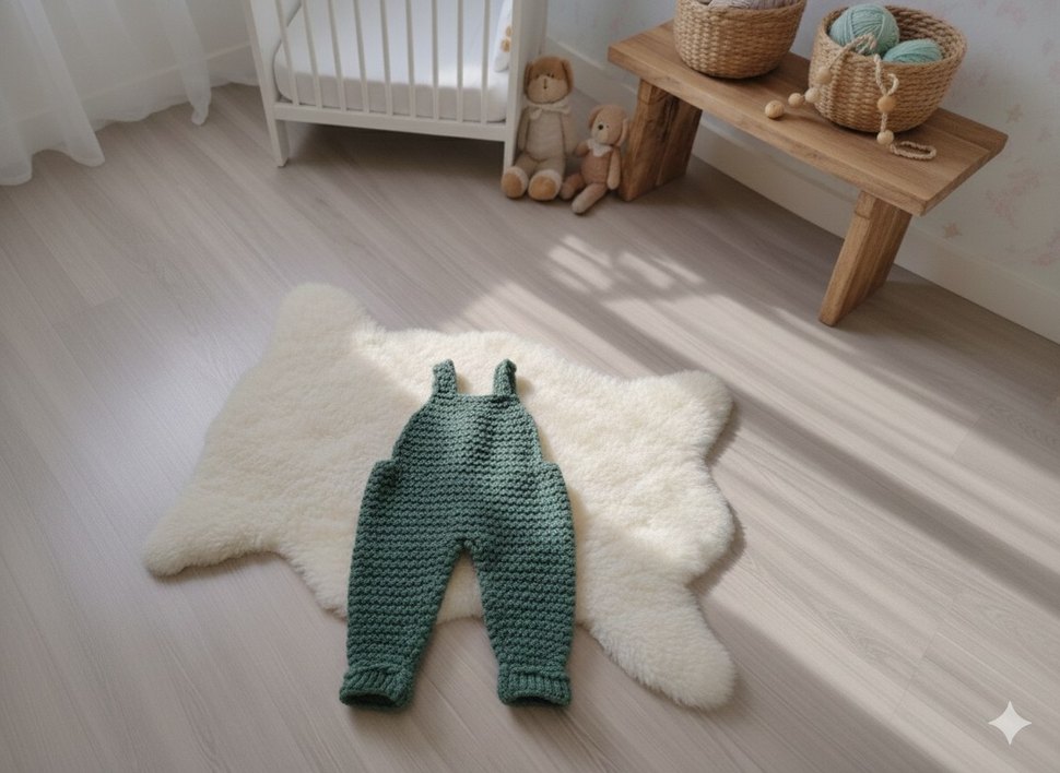 Tarzı Turkuaz Örgü Bebek Tulumu - Görsel 3