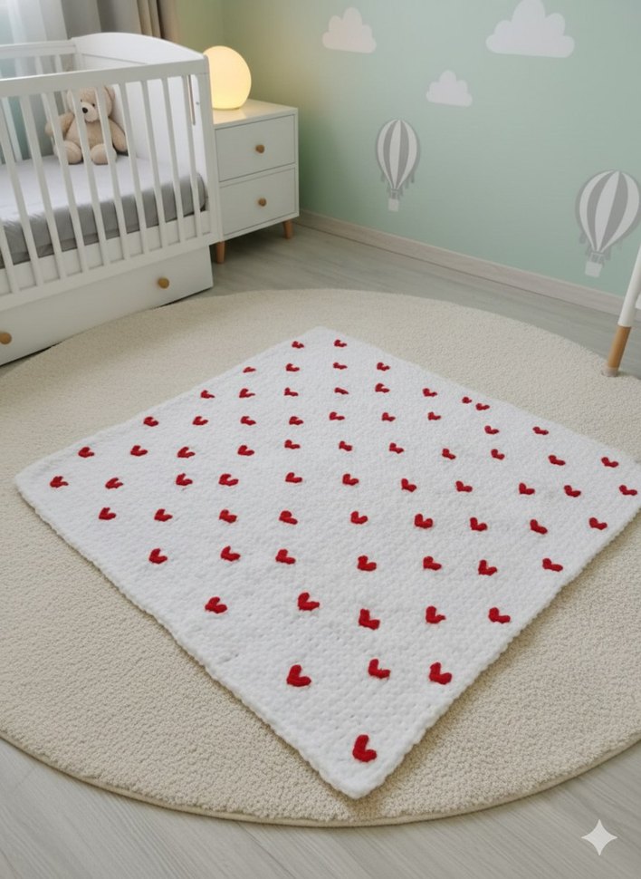 Bebek Beşiği Renkli Kalp Desenli Battaniye - Görsel 2