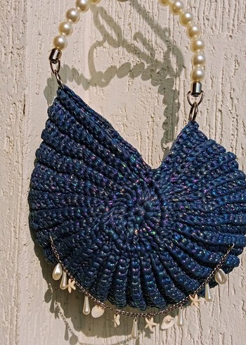 Mavi Deniz kabuğu Örgü Kadın Çanta - Görsel 3