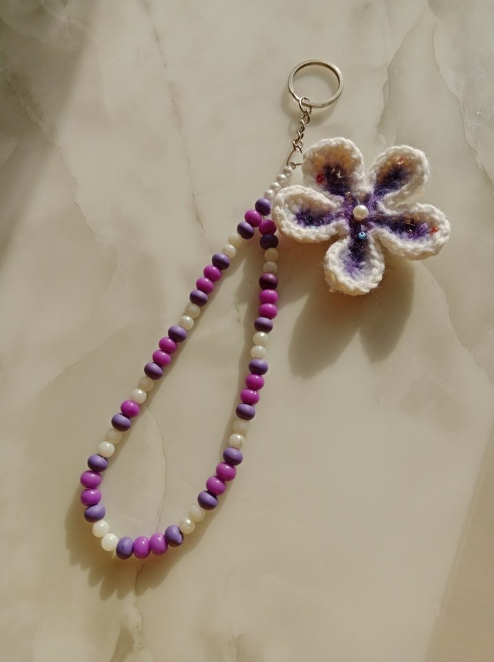 Boncuklu Çiçekli Bohem Kadın Anahtarlık - Görsel 2
