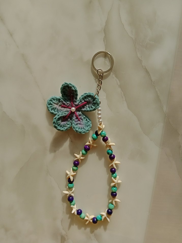 Boncuklu Bohem Çiçekli Anahtarlık - Görsel 2