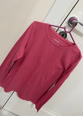 Kız Çocuk Pembe Uzun Kollu Tişört - Görsel 2