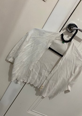 Kısa Kollu Beyaz Keten Bolero - Görsel 2