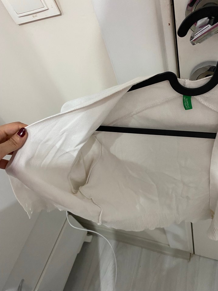 Kısa Kollu Beyaz Keten Bolero - Görsel 4