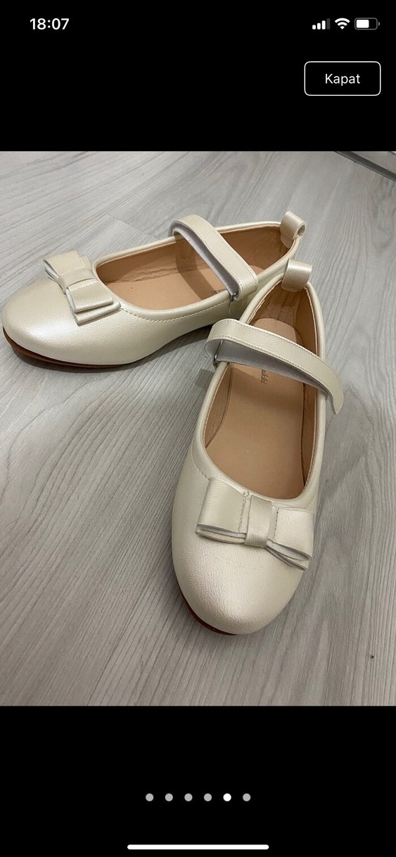 Kız Çocuk Beyaz Fiyonk Detaylı Babet - Görsel 4