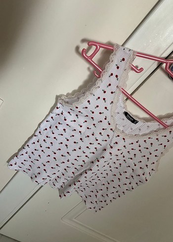 Dantel Detaylı Beyaz Kız Çocuk V Yaka Atlet - Görsel 2