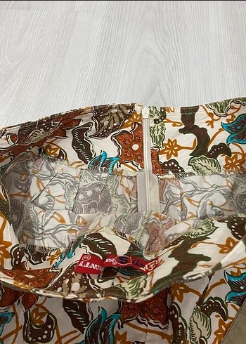 Nakışlı Kemerli Bohem Mini Etek - Görsel 2