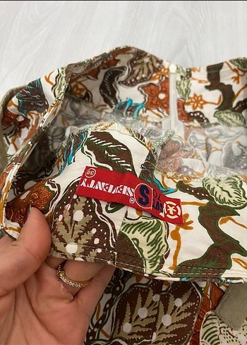 Nakışlı Kemerli Bohem Mini Etek - Görsel 4