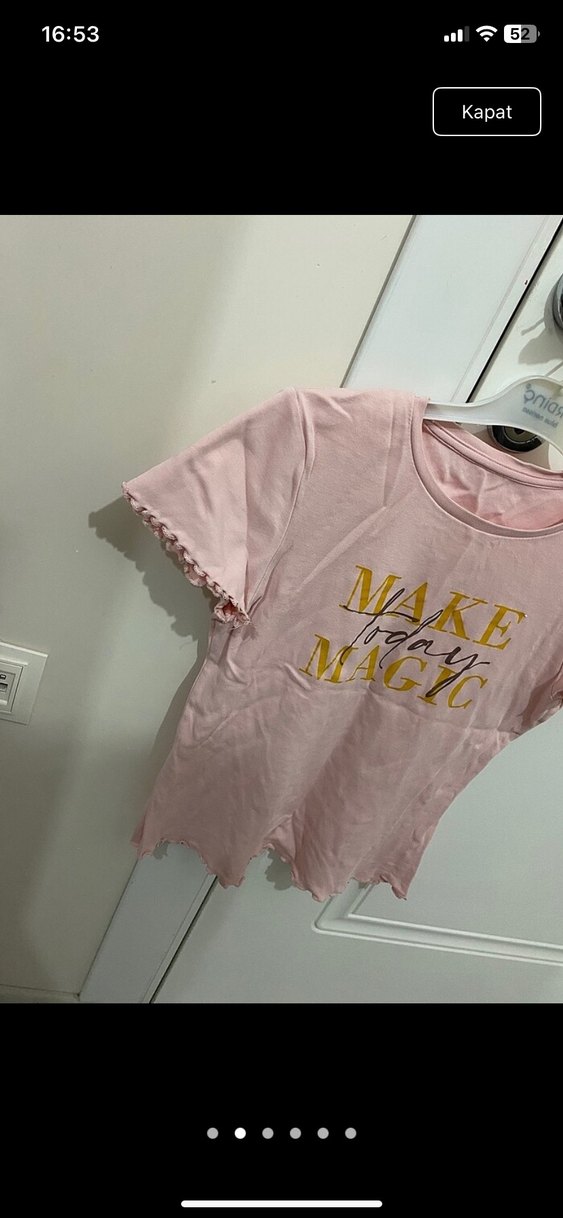 Kız Çocuk Pembe Fırfırlı Tişört - Görsel 2