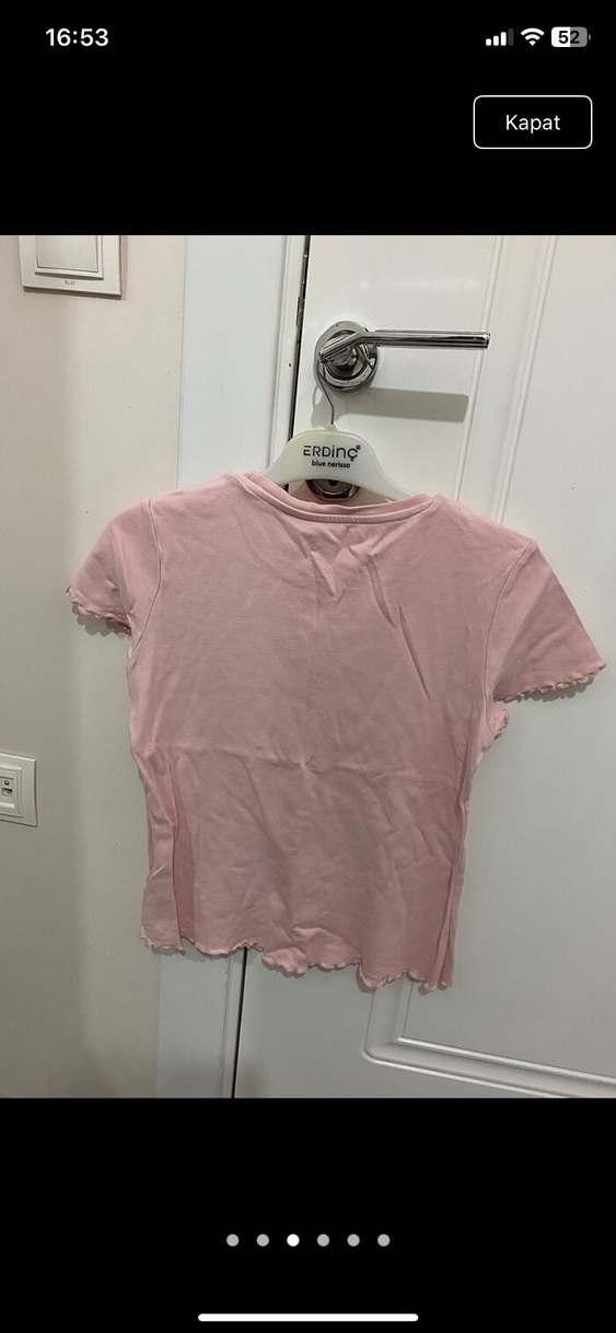 Kız Çocuk Pembe Fırfırlı Tişört - Görsel 5