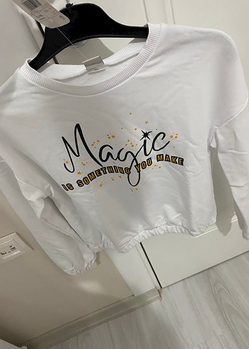 Beyaz Uzun Kollu Baskılı Kız Sweatshirt - Görsel 4