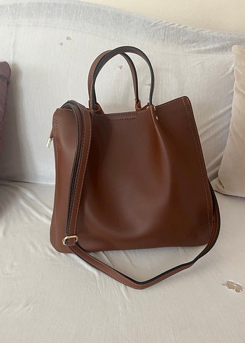 Kahverengi Süet Tokalı Kadın Çanta - Görsel 2
