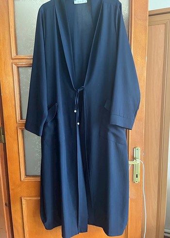 Lacivert Uzun Salaş Kadın pardesü - Görsel 8