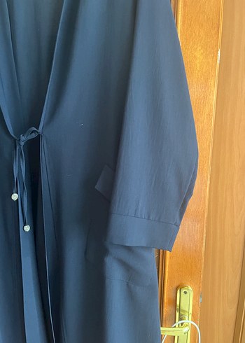 Lacivert Uzun Salaş Kadın pardesü - Görsel 5