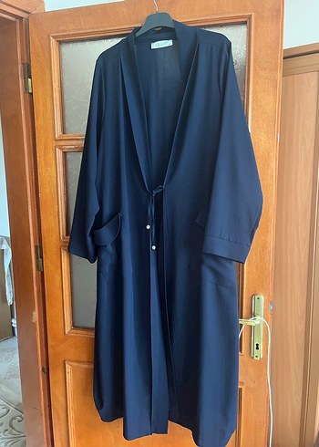 Lacivert Uzun Salaş Kadın pardesü - Görsel 2