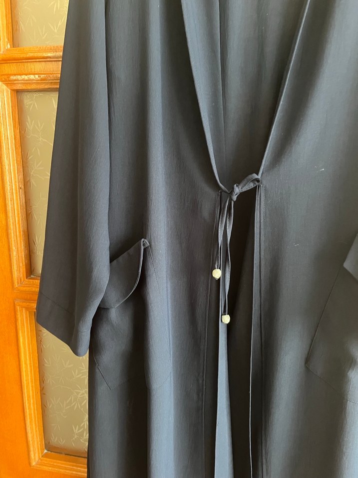 Lacivert Uzun Salaş Kadın pardesü - Görsel 4