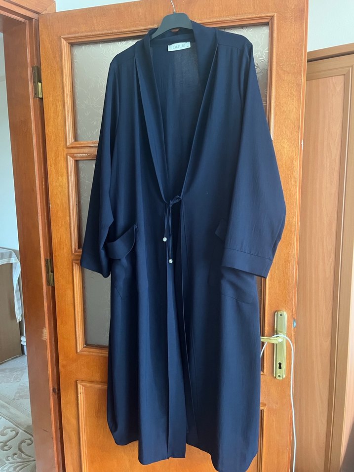 Lacivert Uzun Salaş Kadın pardesü - Görsel 2