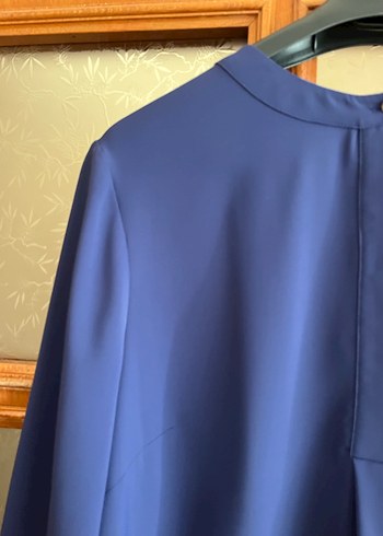 Mavi Saten Midi Tunik - Görsel 4