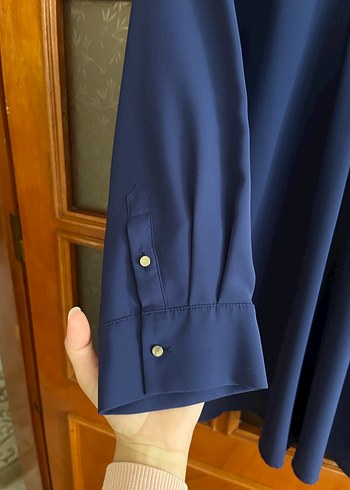 Mavi Saten Midi Tunik - Görsel 6