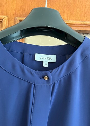 Mavi Saten Midi Tunik - Görsel 7