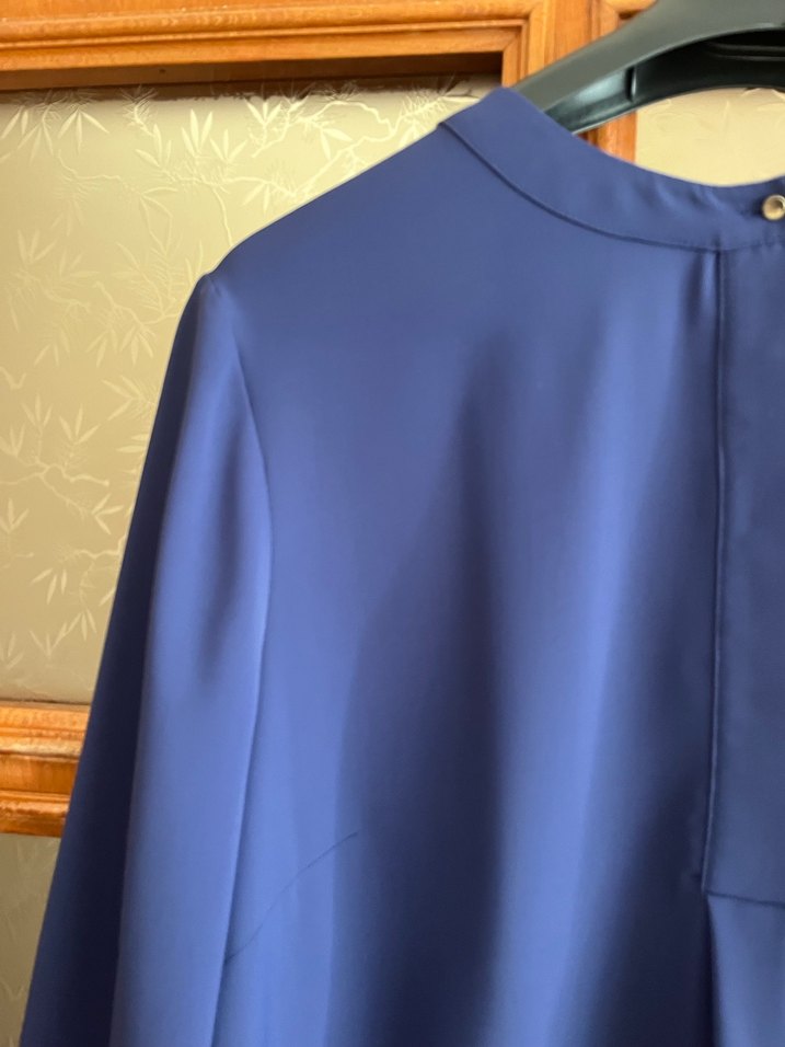 Mavi Saten Midi Tunik - Görsel 4