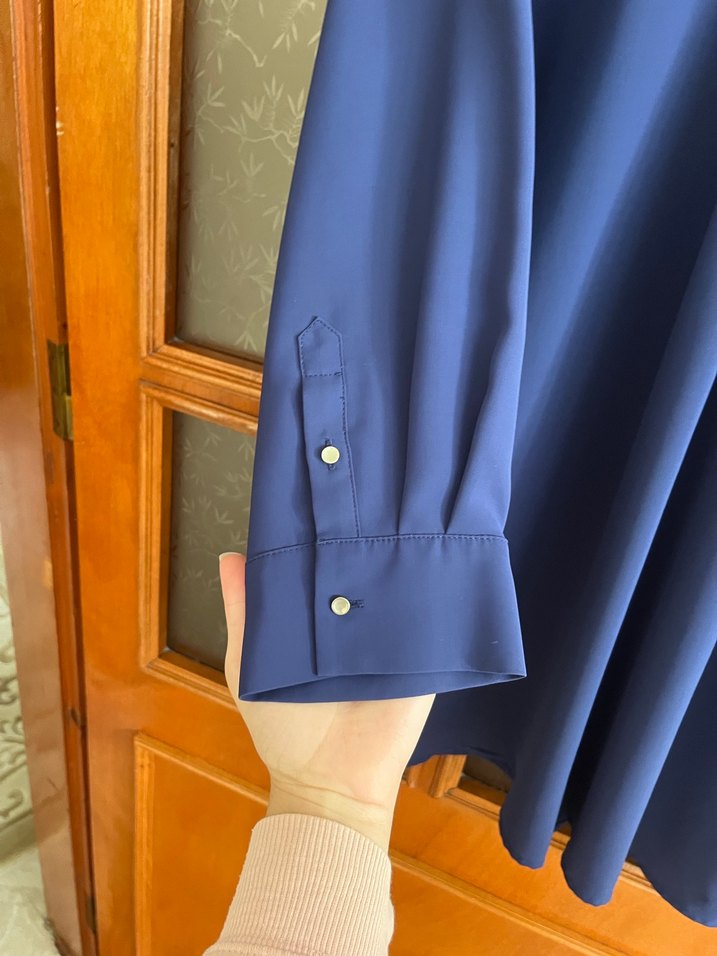 Mavi Saten Midi Tunik - Görsel 5